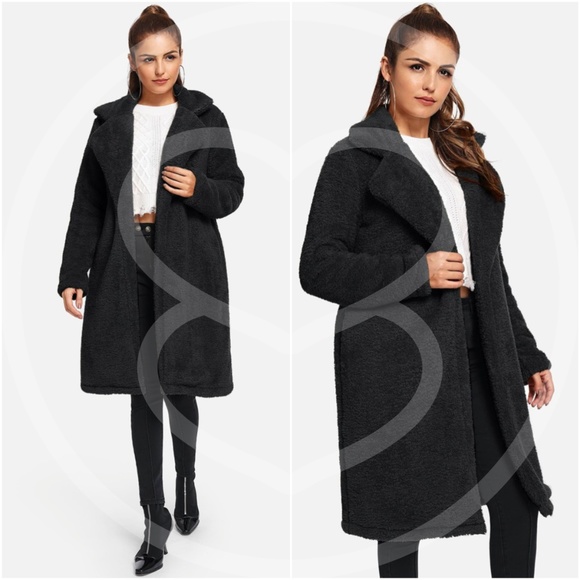 Cozy fall winter black furry long jacket - DUSTY P - Picture 2 of 4
